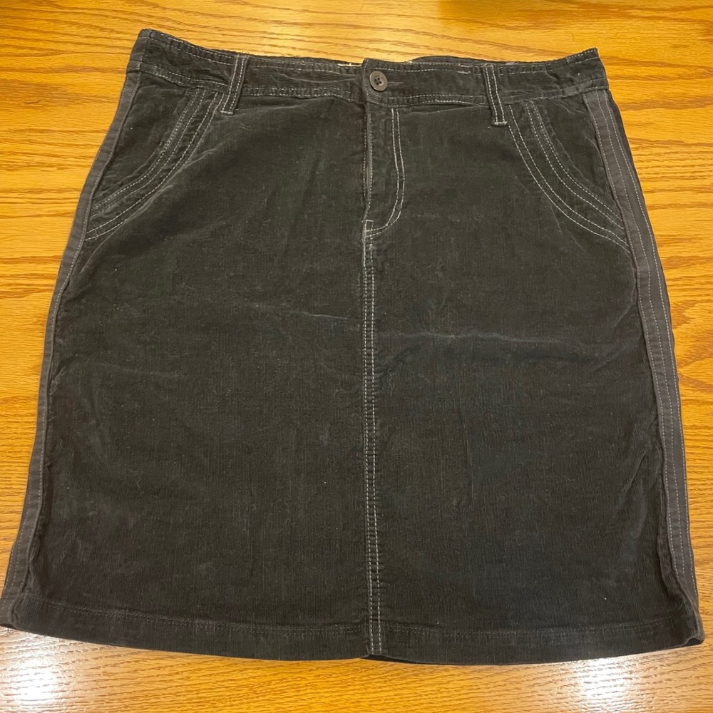 Aventura Womens Corduroy Skirt 10 Gray Organic Cotton A-Line Casual